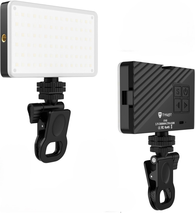 Tygot U160 Portable Light for Mobile & DSLR, Adjustable 2700K-6500K Color Temperature 6000 lx Camera LED Light