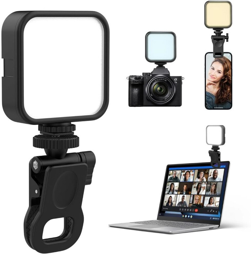 koccido LED Video Light for Phone, Camera, Laptop, Photography, with Clip & Cable 100 lx Camera LED Light(Batteries Included)