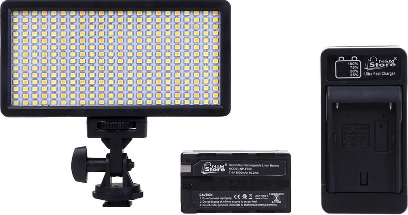 N&M Store Bi-Color Dimmable LED Video Light OS-LED-308 2100 lx Camera LED Light(Batteries Included)