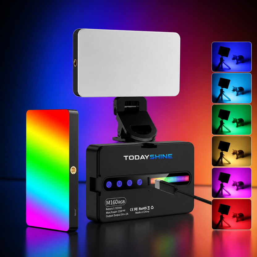 Todayshine Todayshine M160 RGB LED Video Light with Clip for Selfie, Content Creators ,Rechargeable 1250 lx Camera LED Light(Batteries Included) - Flipkart Deal
