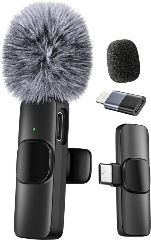 GADGETSWEAR K8 Wireless Furry Mic For Youtuber, Recording,Podcast, With Type-C & IOS Support Camera Microphone
