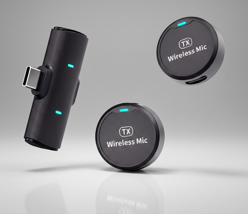 Good One Mini Wireless Clip Microphone Dual Transmitter, 2.4G Chip, Low Latency Camera Microphone