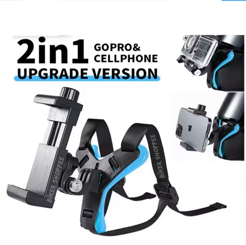 BIKER SHOPPEE Helmet Strap Camera Mount(Blue, Black)