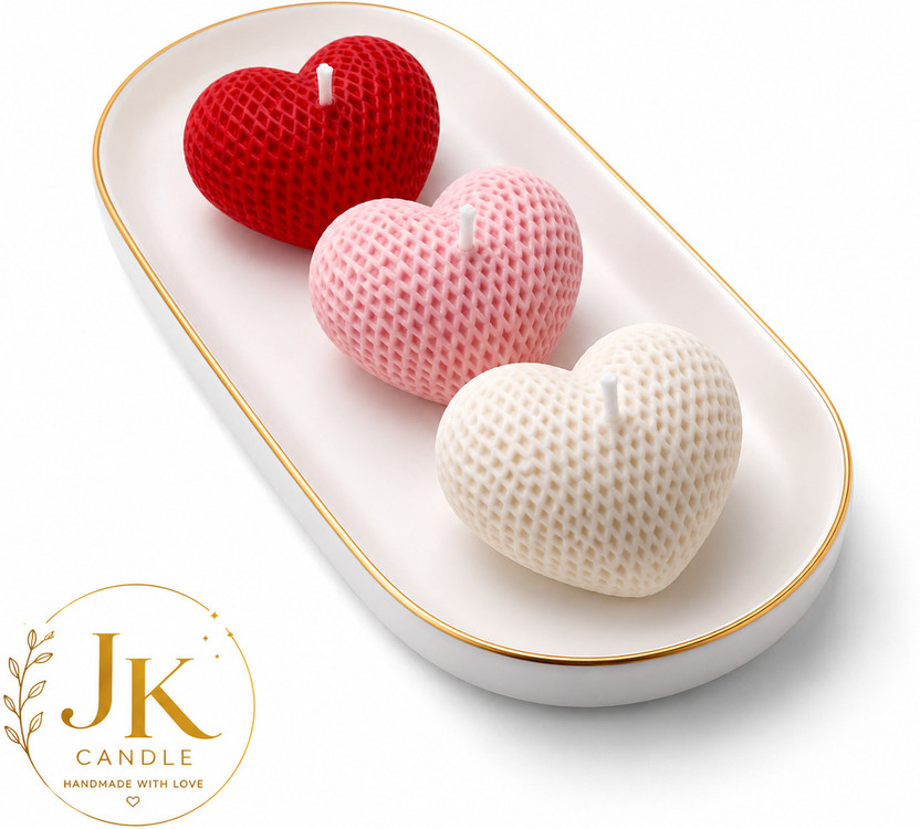 JK JK GLOBAL HEART CANDLES Candle(Red, Pink, White, Pack of 3) - Flipkart Deal