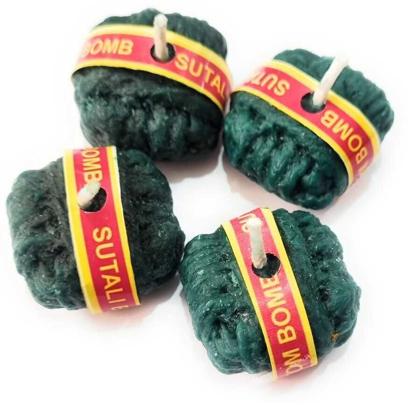 Craft World Pataka Candle Crackers Gift Pack Sutli Bomb Candles | Festive Candle for Diwali, Candle(Green, Pack of 4)