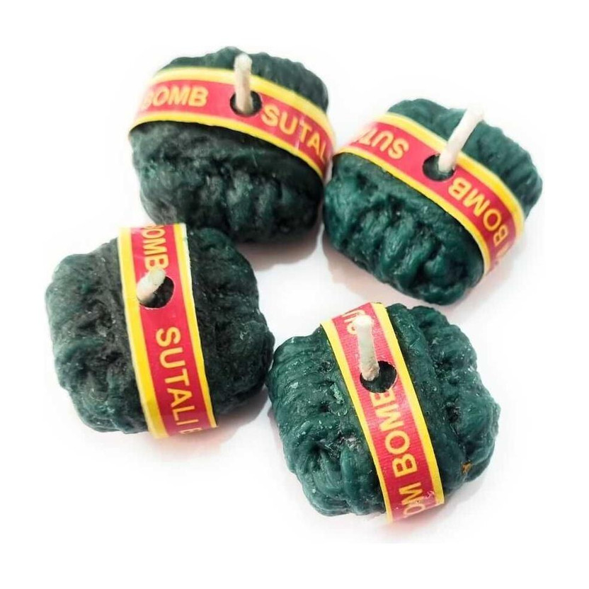 Craft World Pataka Candle Crackers Gift Pack Sutli Bomb Candles | Festive Candle for Diwali, Candle(Green, Pack of 4)