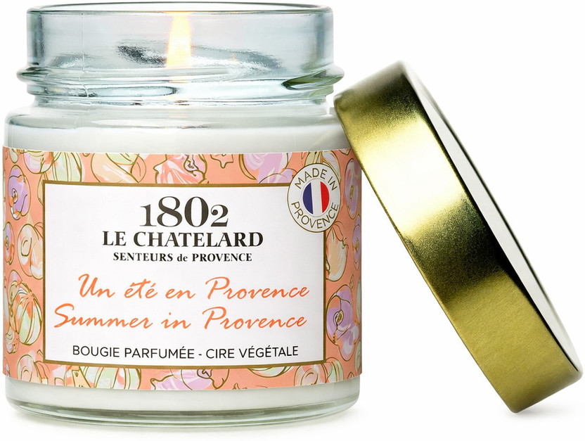 LE CHATELARD Summer in Provence Signature Gourmet French Perfumed Candle Glass Jar 45Hr Burn Candle(White, Pack of 1)
