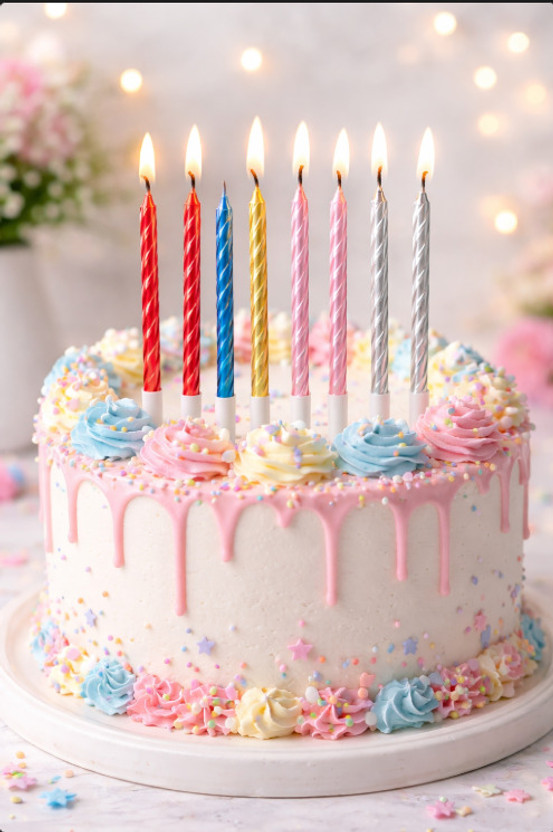 pbbs Cake Topper candle Happy Birthday Decoration Items Spiral Candle 6 pcs Candle(Multicolor, Pack of 1)