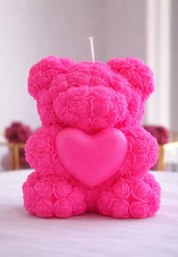 Mahasu Mahasu Teddy Bear Candle with Heart | Decorative Rose Candle,| Home Decor Candle(Pink, Pack of 1) - Flipkart Deal
