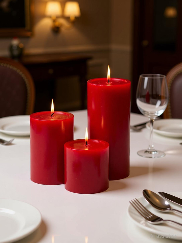 SAPI'S Smooth Scented Pillar Candle Pack of 3 with 75 Hours Burn Time Candle(Red, Pack of 3)