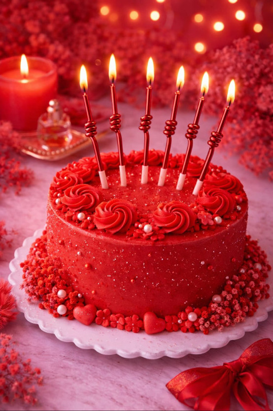 pbbs BIRTHDAY CAKE CANDLE CAKE TOPPER DECORATIONS ITEMS SMOKELESS SET OF 6 Candle(Red, Pack of 1)
