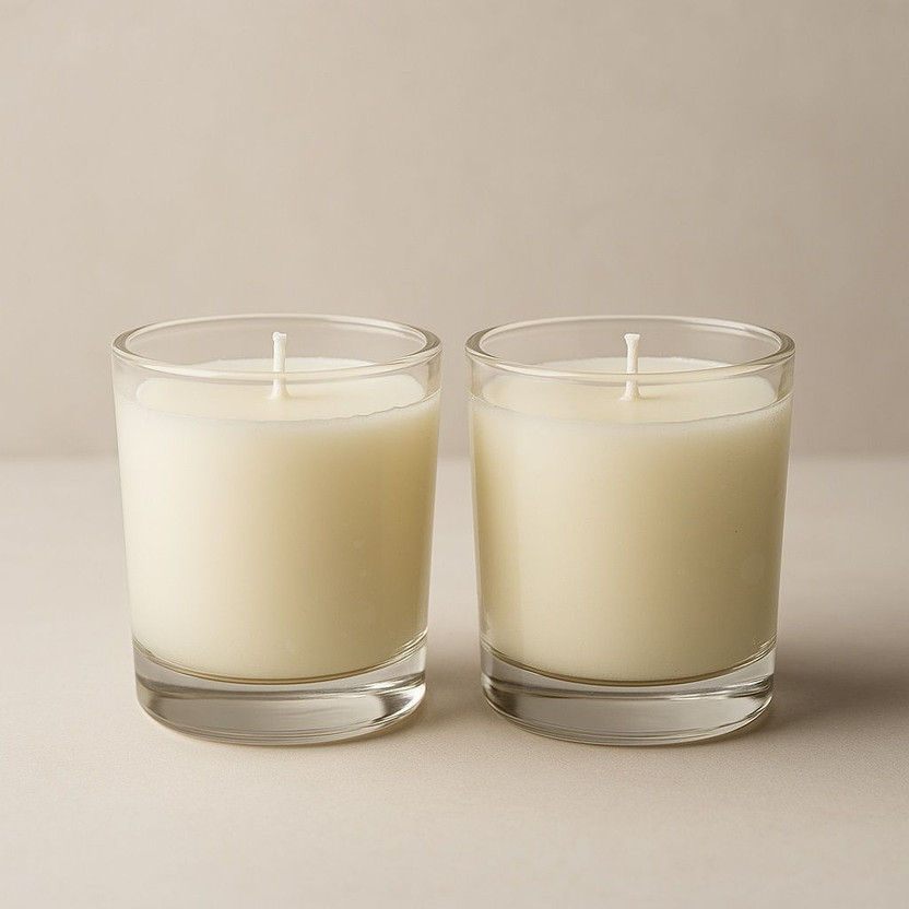 ALGOWAX Glass Jar Scented Candle | Soy Wax Aromatherapy Candles for Home Decor, Gift | Candle(White, Pack of 2)