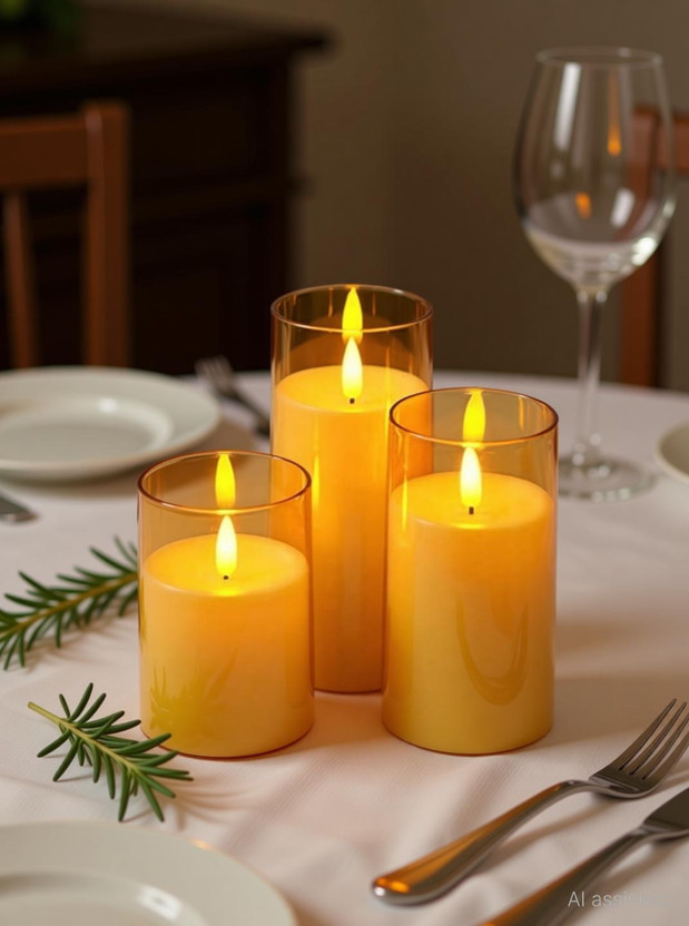 Satyam Kraft 3 pcs Acrylic Wireless LED candle for Home Decoration, Living Room Candle(Yellow, Pack of 3)