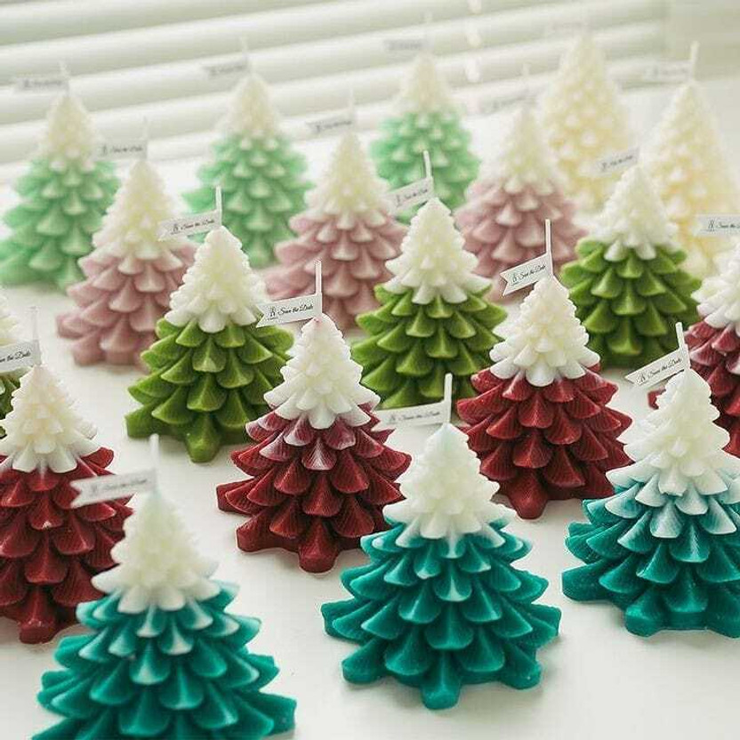 blessed and shine Christmas tree Candle(Multicolor, Green, White, Red, Green, Pink, Pack of 1)