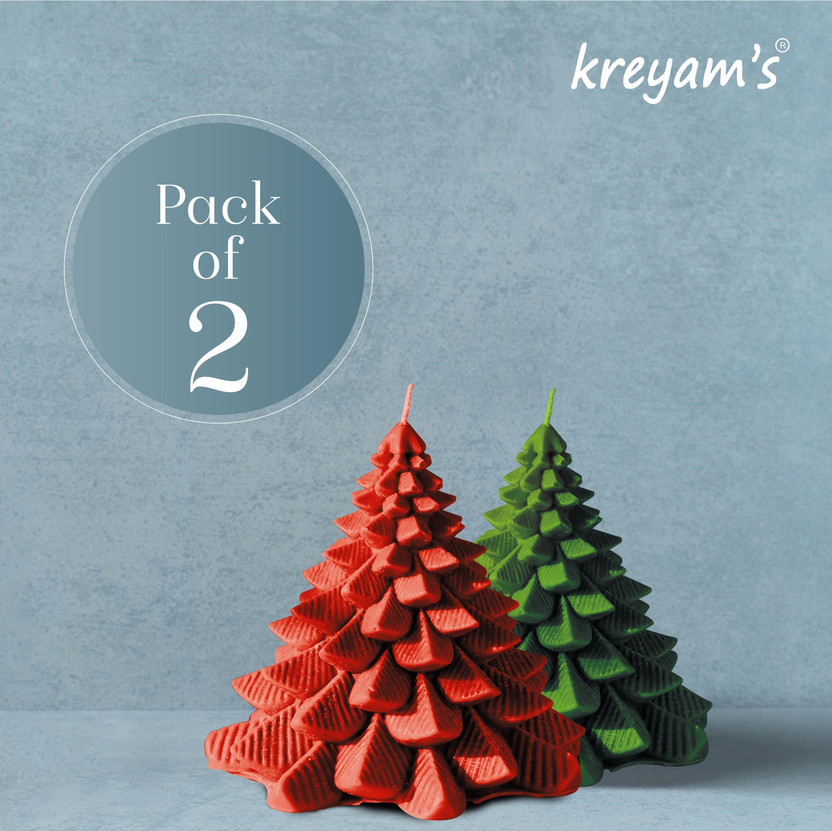 Kreyam's Premium Christmas Tree Scented Candles Set 2 Candle(Red, Green, Pack of 2)