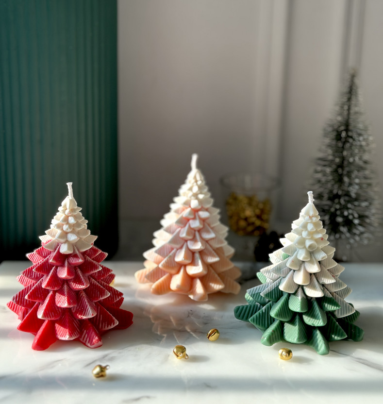 TheLushPalette Christmas Tree Soy Scented Candle, Christmas Gifts | Home Decor | 80 Gm Each Candle(Green, Red, Orange, Pack of 3)