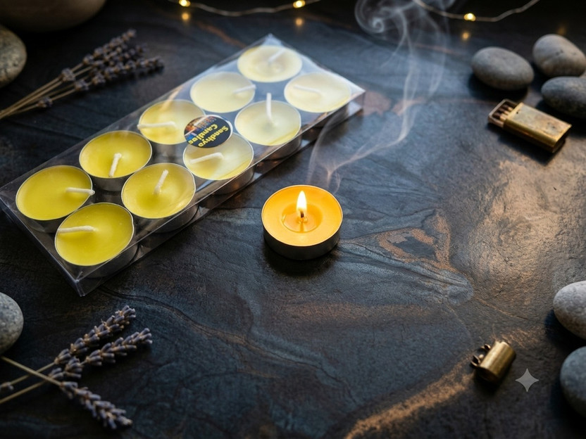 Houseofmurasa yellow tealight candle Candle(Multicolor, Pack of 10)
