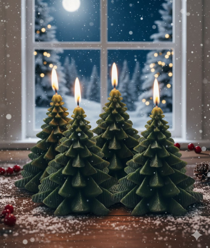 Garden King Beautiful Scented Christmas Tree Candle(Green, Pack of 4)
