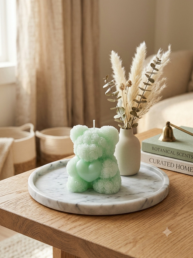 Houseofmurasa light green candle Candle(Multicolor, Pack of 1)