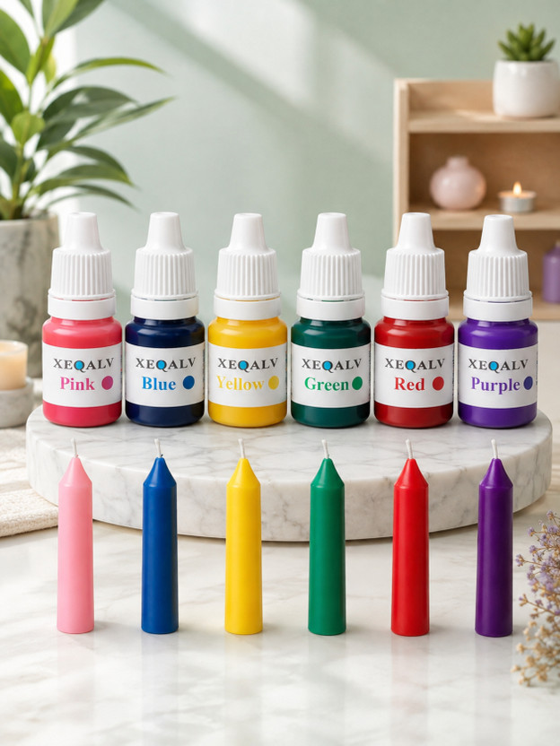 XEQALV Liquid Pigment Candle Making Wax Color (5ml x 6, 30ml ) Use All Types Candle Candle(Multicolor, Pack of 6)