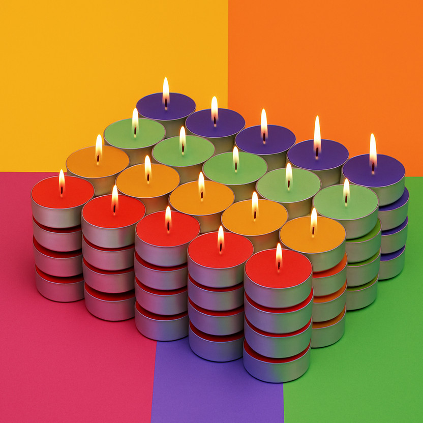 PRIDE STORE Vibrant Multicolor Tealight Candle for Home Décor Festive Celebration Wax Candle Candle(Multicolor, Pack of 50)