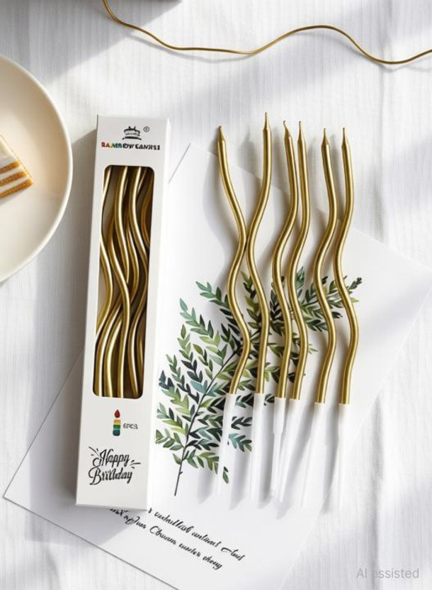 SPAVEDA Birthday Candles Set Metallic Curly Coil Candles with Holders Candle(Multicolor, Pack of 6)
