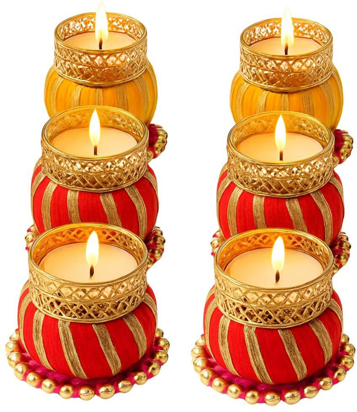 THE THE INDIA STYLE Matki Tealight Holder-6 Candle (Multicolor, Pack of 6) Candle(Multicolor, Pack of 6) - Flipkart Deal