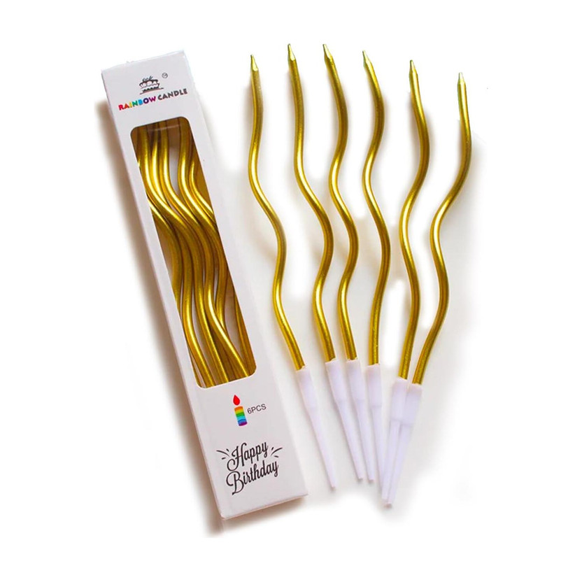 Celebration Party Hub Spiral Golden Birthday Candles - 6 Pcs, Twisty Candle for Cake Candle(Gold, Pack of 6)