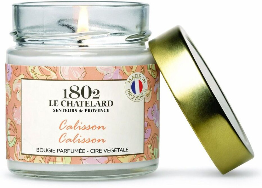 LE CHATELARD Calisson Signature Gourmet French Handmade Candle Glass Jar 45Hr Burn Candle(White, Pack of 1)