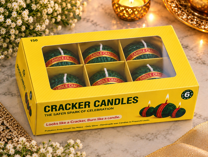 styra Cracker Candles – 6 Piece Set Candle(Green, Pack of 6)