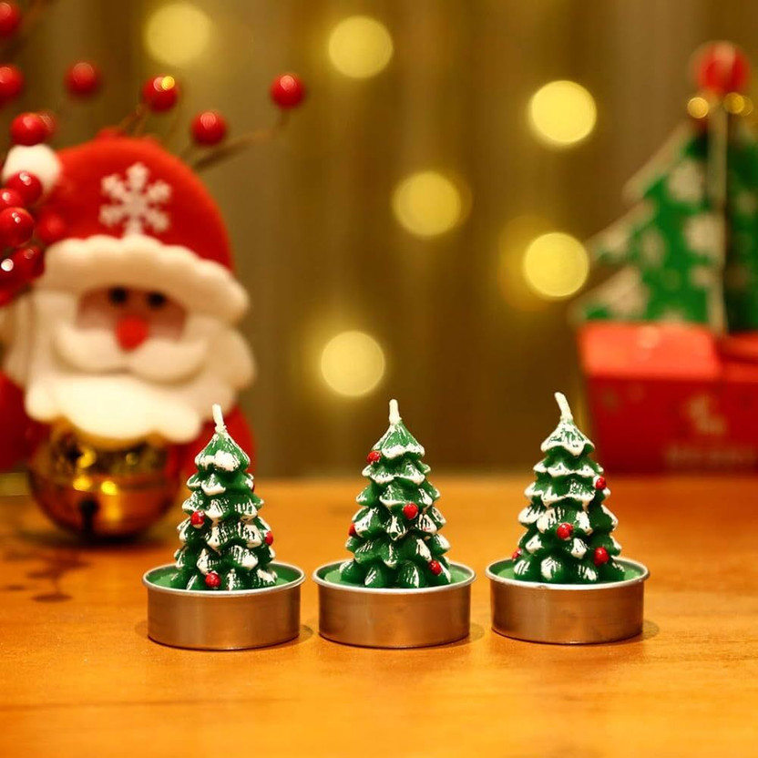 PSHEnterprises Christmas Scented ( Oudh ) Candle(Green, Pack of 3)