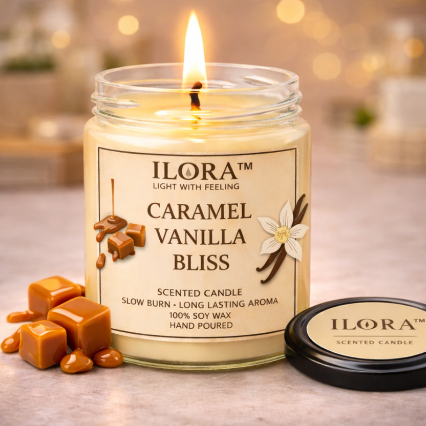 Ilora Caramel Vanilla Bliss Candle(White, Pack of 1)