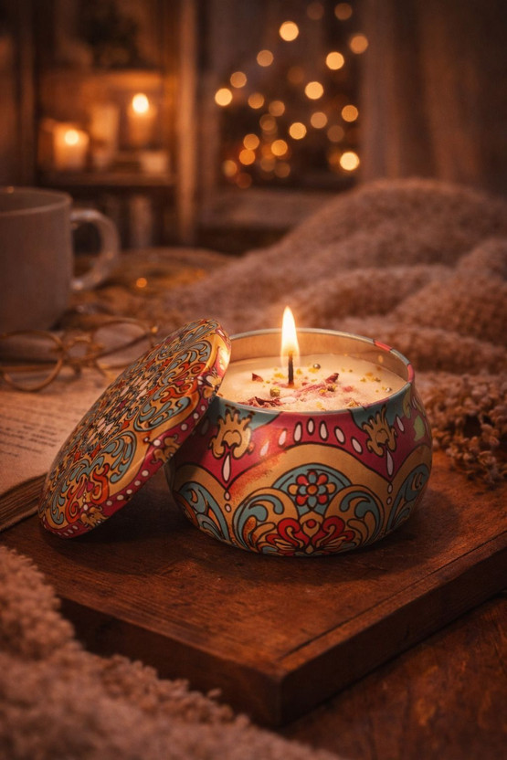 CandlitLand Kaleido Glow Soya Wax Jar Scented Candle(Multicolor, Pack of 1)