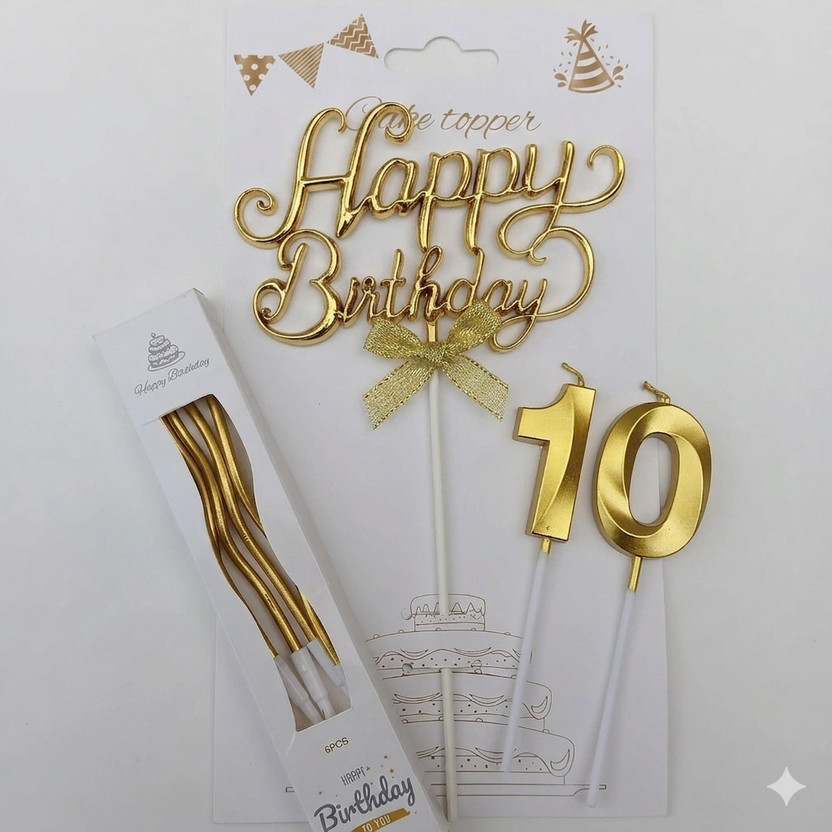 MAHI MAHI HOME DÉCOR HRMHD_10TH Birthday Candle for Cake Decoration Candle(Gold, Pack of 4) - Flipkart Deal