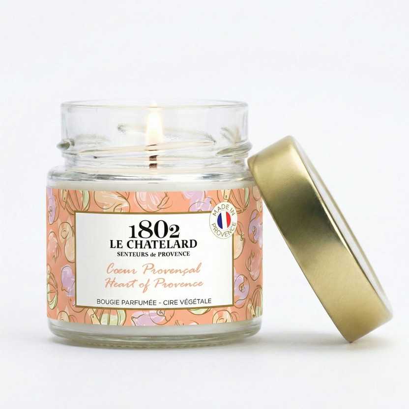 LE CHATELARD Heart of Provence Signature Gourmet French Perfumed Candle Glass Jar 45Hr Burn Candle(White, Pack of 1)