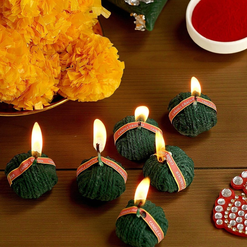 Mind Circus Fire cracker Candle - BOX OF 4 FIRE CRACKER Candle(Green, Pack of 4)