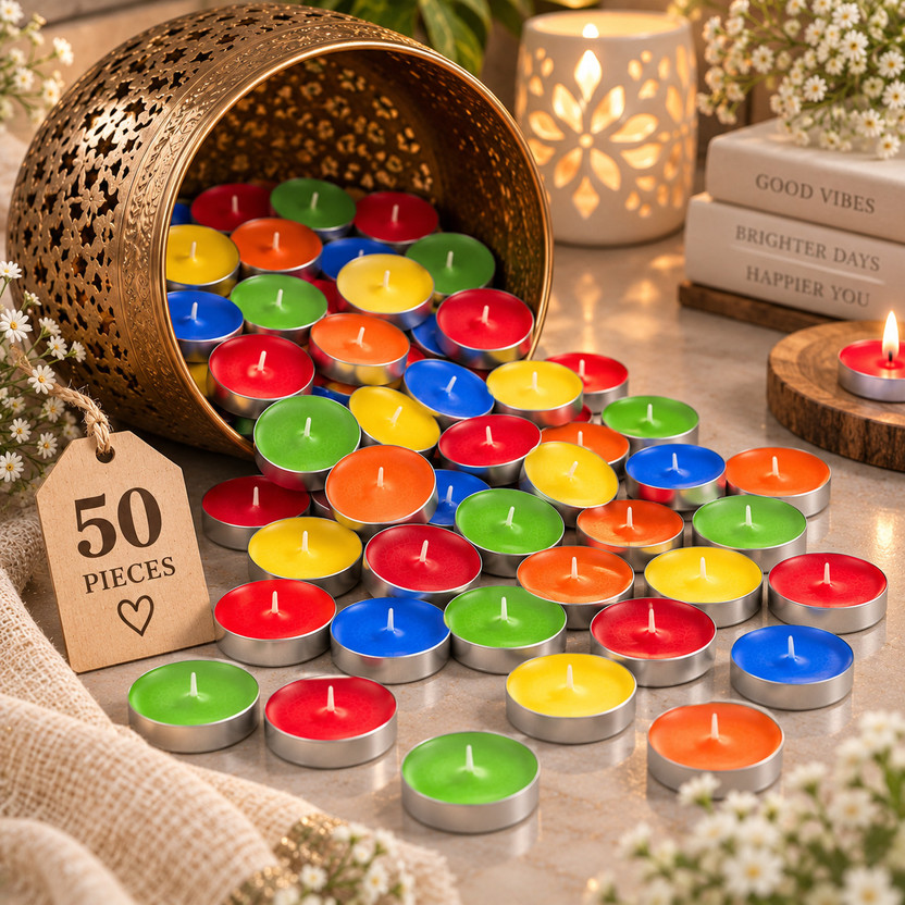 Pawaria Pawaria Multicolor Tealight Candles Pack of 50 Candle(Multicolor, Pack of 50) - Flipkart Deal