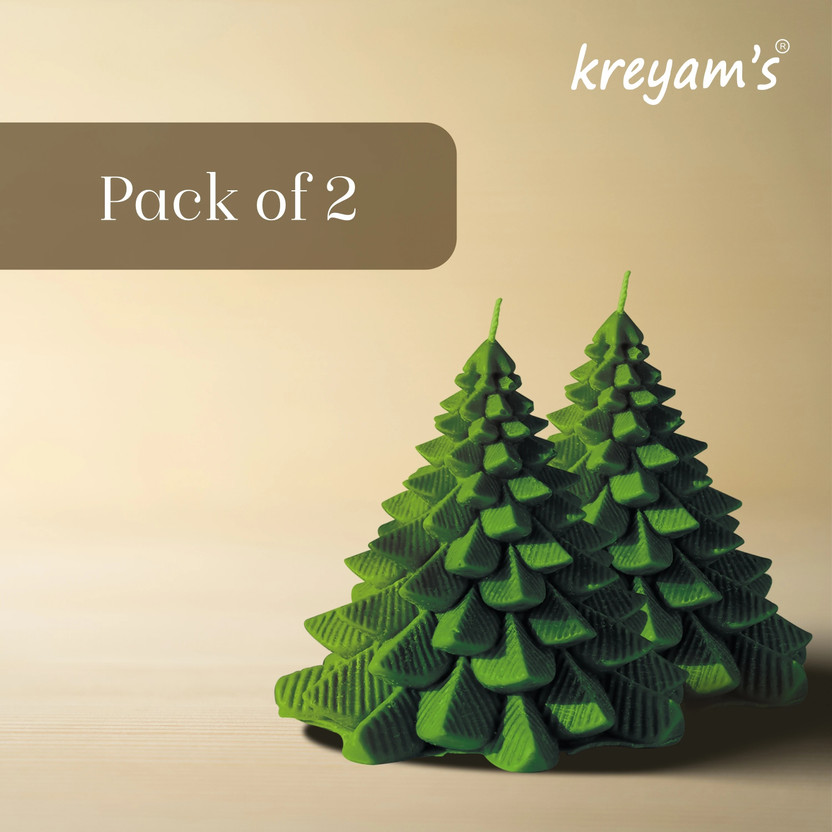 Kreyam's Premium Christmas Tree Scented Candles Set Of 2 Candle(Green, Pack of 2)