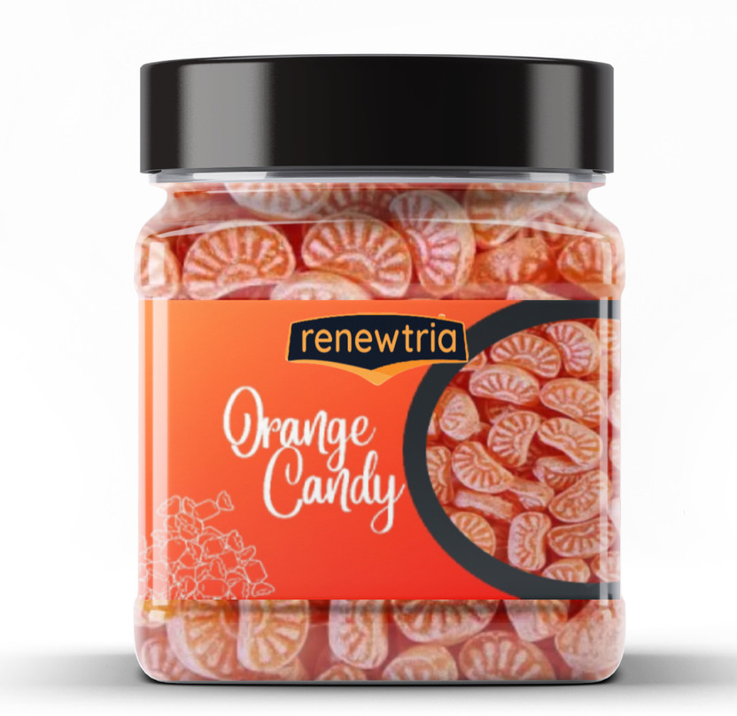 RENEWTRIA Orange Candy /orange Toffee |Orange candy -400Gram Jar Pack Orange Candy(400 g)