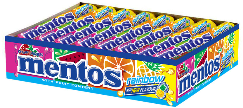 Mentos Rainbow Chewy Toffee Mixed Fruit Toffee(18 x 36.4 g)