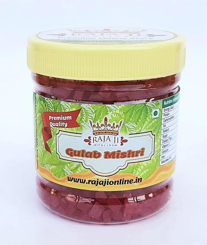 Raja Ji Online Gulab Mishri | Rose Misri | Sugar Cubes/Crystal | Rock Sugar | Prasad Mishri | Rose Mouth Freshener(240 g)