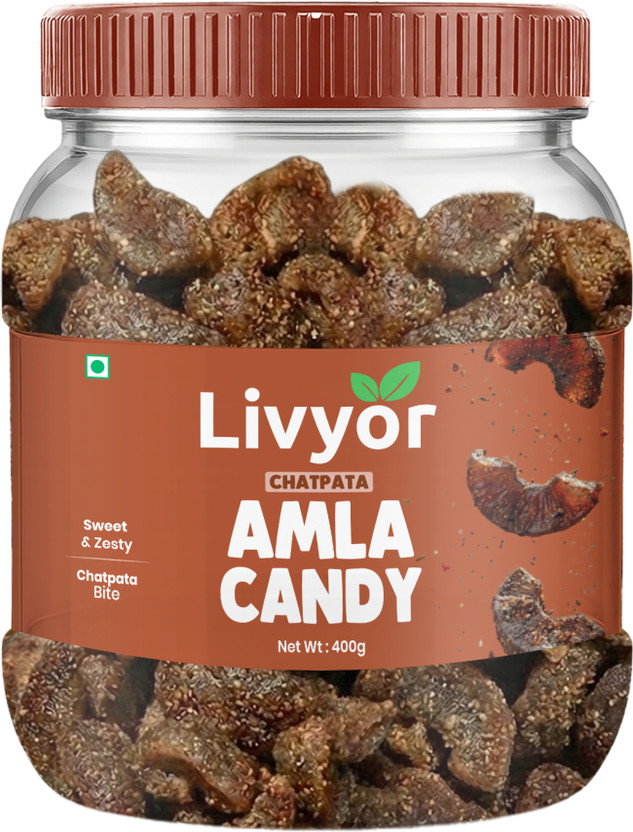 LIVYOR Chatpata Masala Amla Candy | Tangy & Spicy Indian Gooseberry Candy Chatpata Amla Candy(400 g)