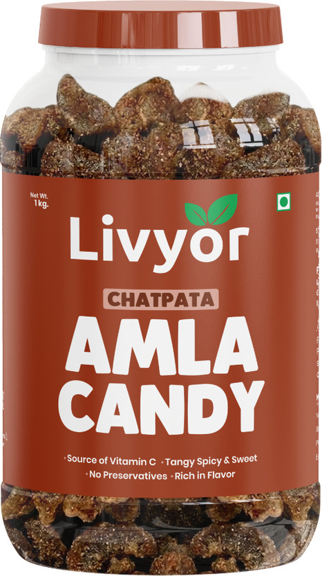 LIVYOR Chatpata Masala Amla Candy | Tangy & Spicy Indian Gooseberry Candy Chatpata Amla Candy(1 kg)