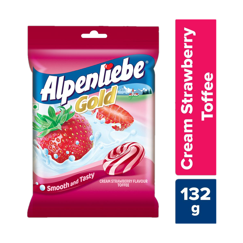 Alpenliebe Gold Cream Strawberry Toffee 144 g|40units Cream Strawberry Toffee(138.6 g)