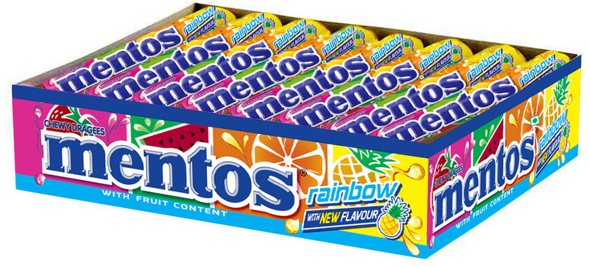 Mentos Rainbow Chewy Toffee Mixed Fruit Toffee(18 x 36.4 g)