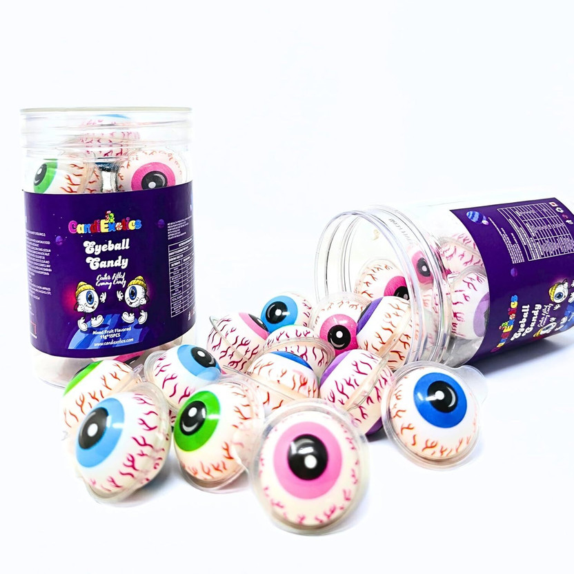 AS enterprises 3D Bursting Eye Candy Center Filled Gummy Candy Jelly Balls 30pcs x 11gm Mixed Fruits Jelly Candy(30 pieces)