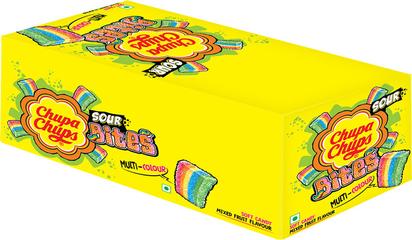 Chupa Chups Soft and Chewy Sour Bites Mixed Fruit Sour Candy(8 x 66 g)