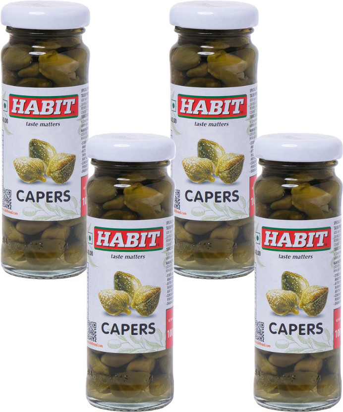 HABIT Capers in Brine 100g x Pack of 4 | Pickled Buds Ideal for Salads & Seafood Vegetables(100 g, Pack of 4)