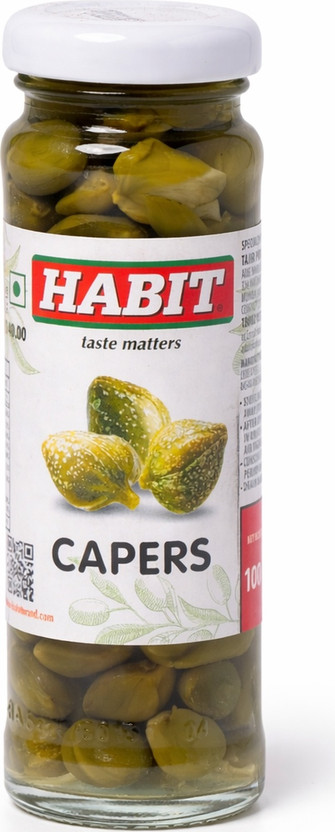 HABIT Capers in Brine 100g x Pack of 1 | Pickled Buds Ideal for Salads & Seafood Vegetables(100 g)
