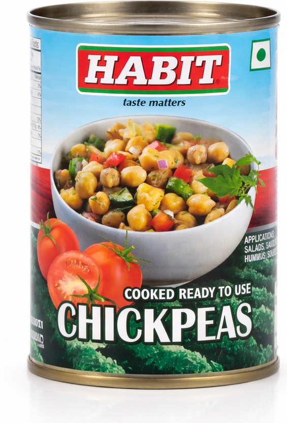 HABIT CHICKPEAS Pack of 1 x 400g Cooked Ready-to-Use for Salad, Curries, Hummus & More Beans(400 g)
